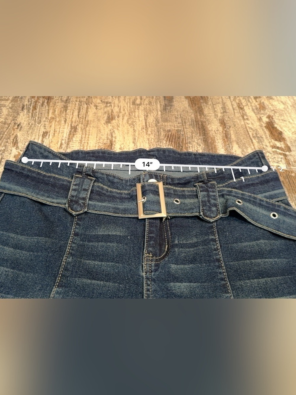 SHEIN Women's Flare Leg Belted Jean Impeccable Condition Size 32 - Picture 11 of 13